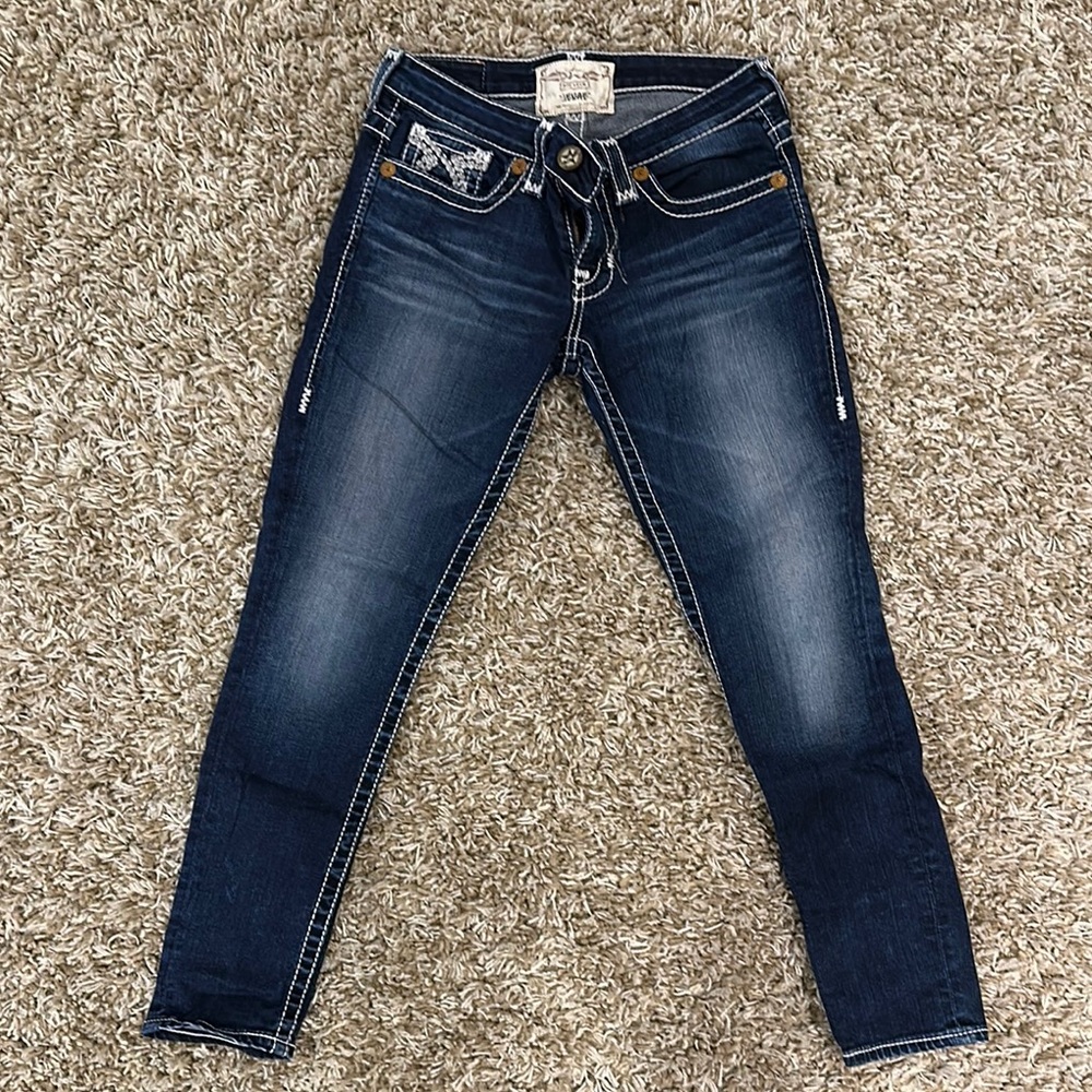 Blue Skinny Jeans with Vintage Fading